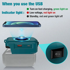 3 in 1 Multi Platform Wireless Charging Hub | 15W Fast-Charging Power Bank for 18V Battery Platforms