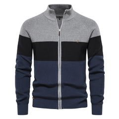 Men’s Patchwork Cotton Cardigan | Premium Full-Zip Autumn/Winter Sweater
