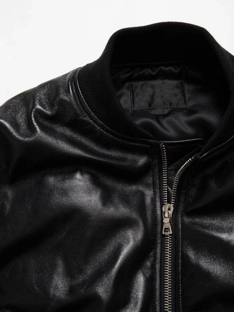 Black PU Leather Bomber Jacket - SnaggIt