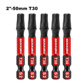 2" Impact Magnetic T30 Torx Screwdriver Bit Set – S2 Alloy Steel
