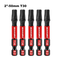 2" Impact Magnetic T30 Torx Screwdriver Bit Set – S2 Alloy Steel
