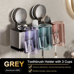 Suction Cup Toothbrush Holder with Mouthwash Cups & Shelf by Snagg A Toothbrush Holder