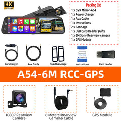 4K Smart Rearview Mirror | Wireless CarPlay & Android Auto Dash Cam