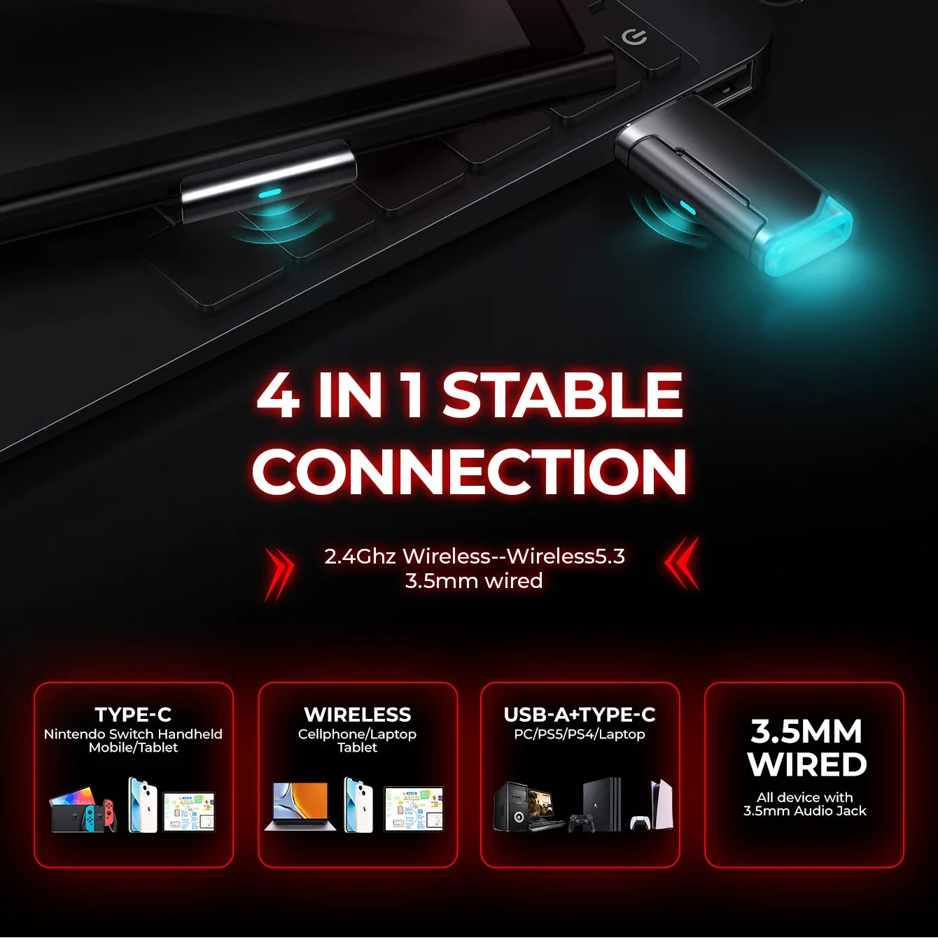 Wireless Gaming Headset Bluetooth & ENC Mic Compatible With PC, PS4, PS5 & Switch by Snagg A Gaming Headset