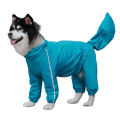 Hooded Waterproof Dog Raincoat – Full-Cover Jacket with Removable Tail Cover for Large Dogs (Up to 10XL)