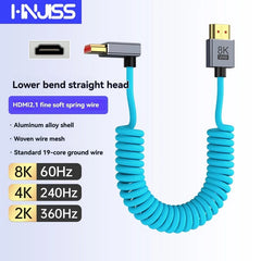 8K/4K Spring Coiled HDMI Cable with Elbow – For Digital Camera, Stabiliser & Monitor