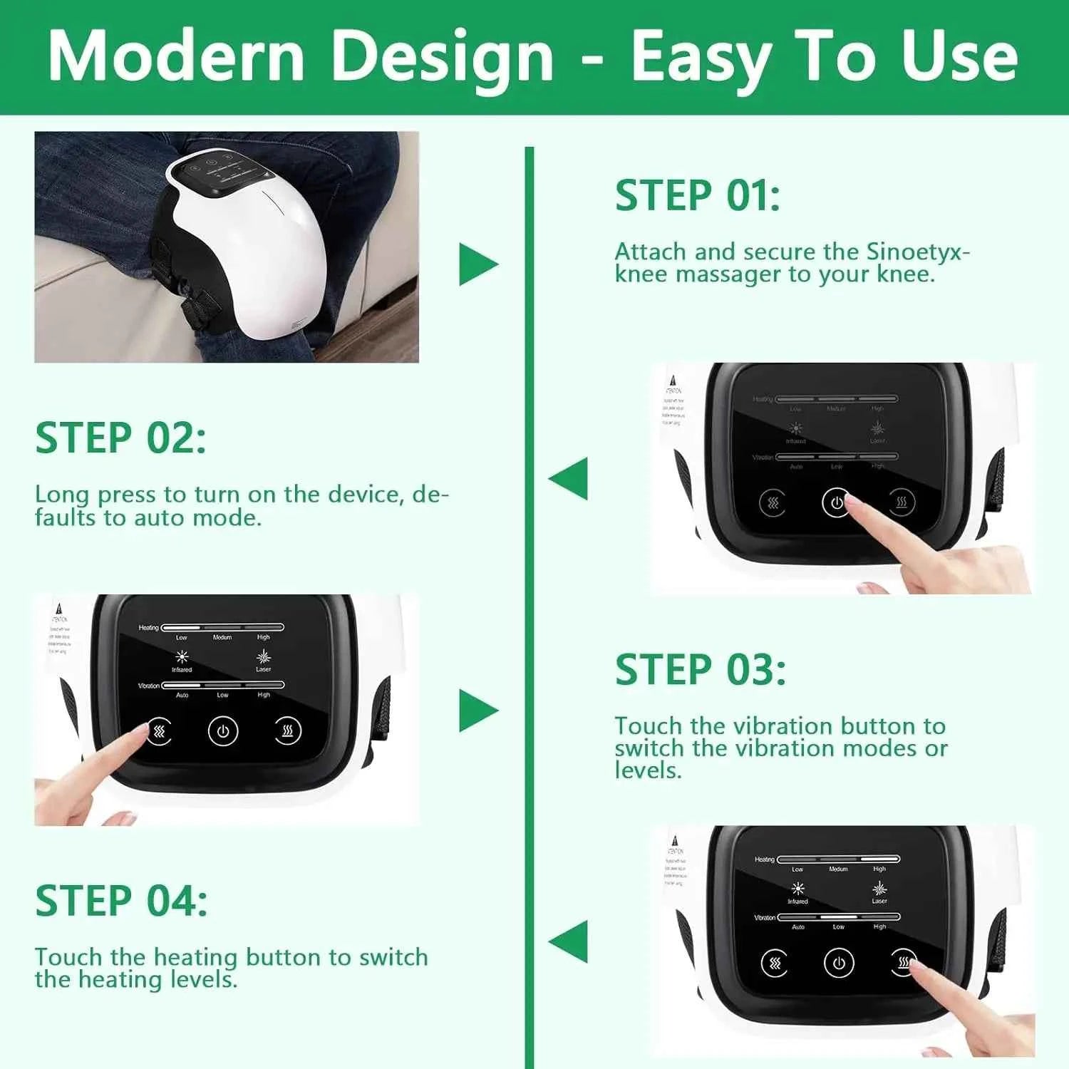 Cordless Knee Massager with Heat & Vibration – Joint Relief Therapy Device