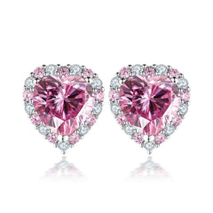 FIRERING Pink Heart Moissanite Necklace Earring Set 2ct GRA Certificate Passed Diamond Test Women Jewelry Gift S925 Silver by SnaggIt