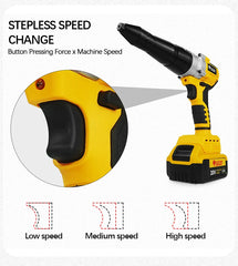 Brushless Electric Rivet Gun Cordless 3.2-4.8mm Automatic Riveting Power Tool for Dewalt 20V Battery