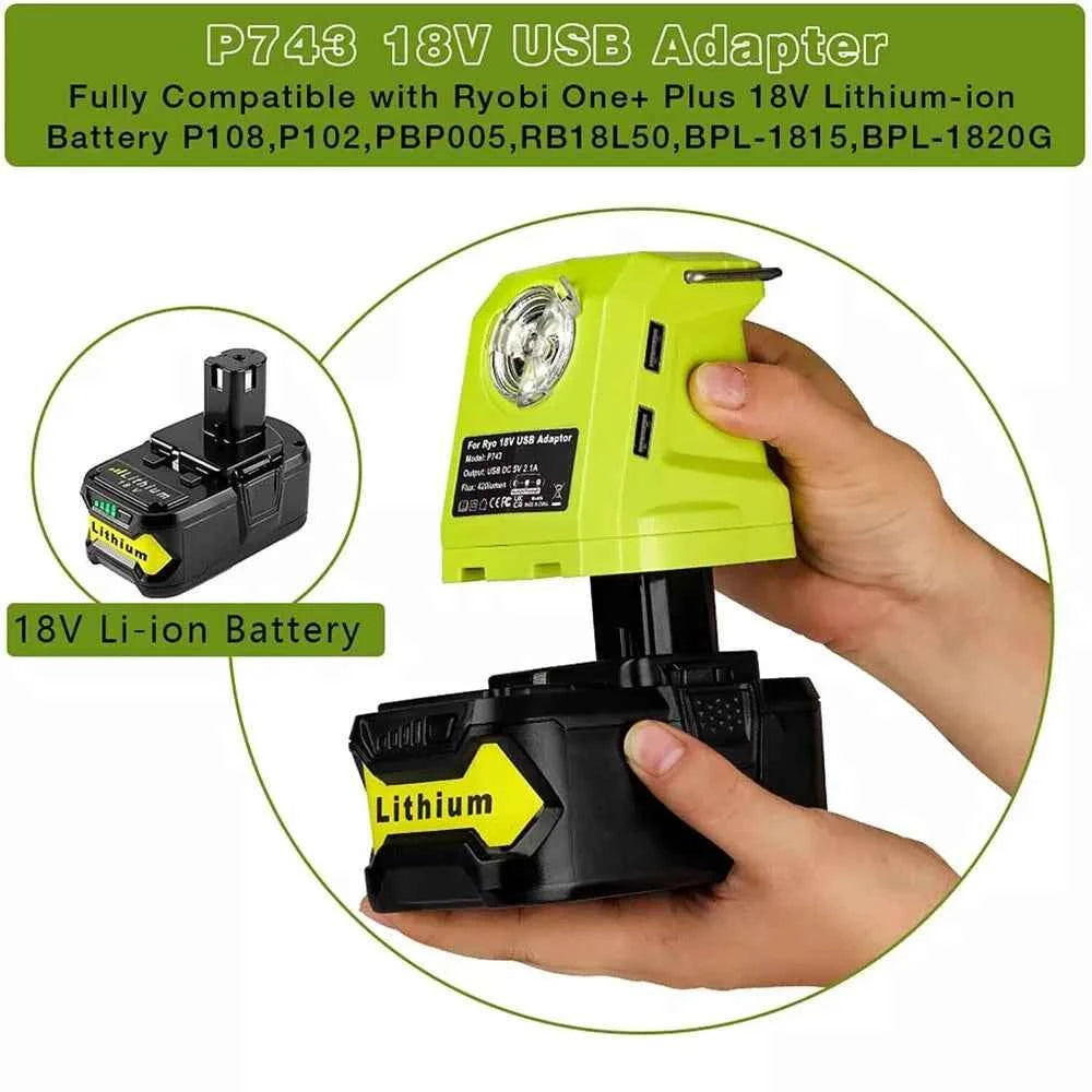 LED spotlight and USB power source for Ryobi 18V batteries – image 3
