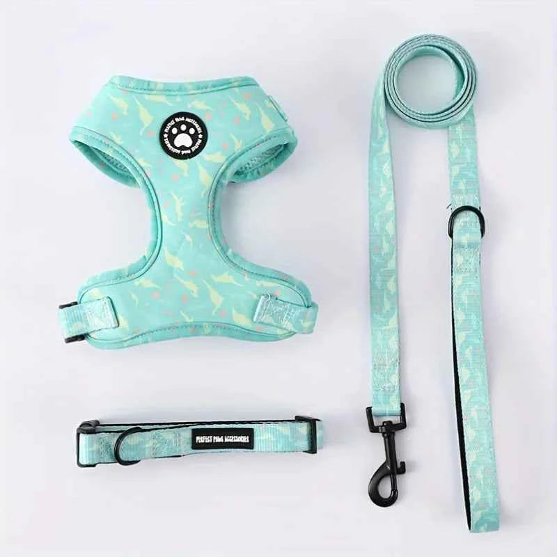 Knit Fabric Dog Harness & Leash Set – Breathable All-Season Chest Vest with Press Buckle for All Breeds