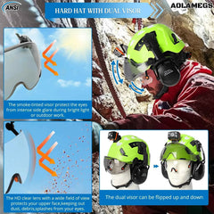Construction safety helmet with earmuffs and head lamp – image 3