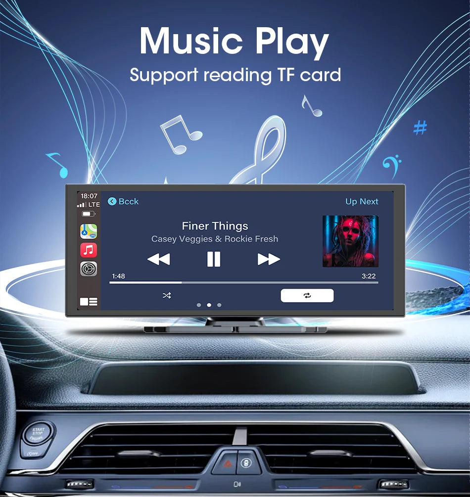 11.26" 4K Car DVR – Portable Dash Cam with Wireless CarPlay, Android Auto & 5G WiFi Navigation by Snagg A Car DVR