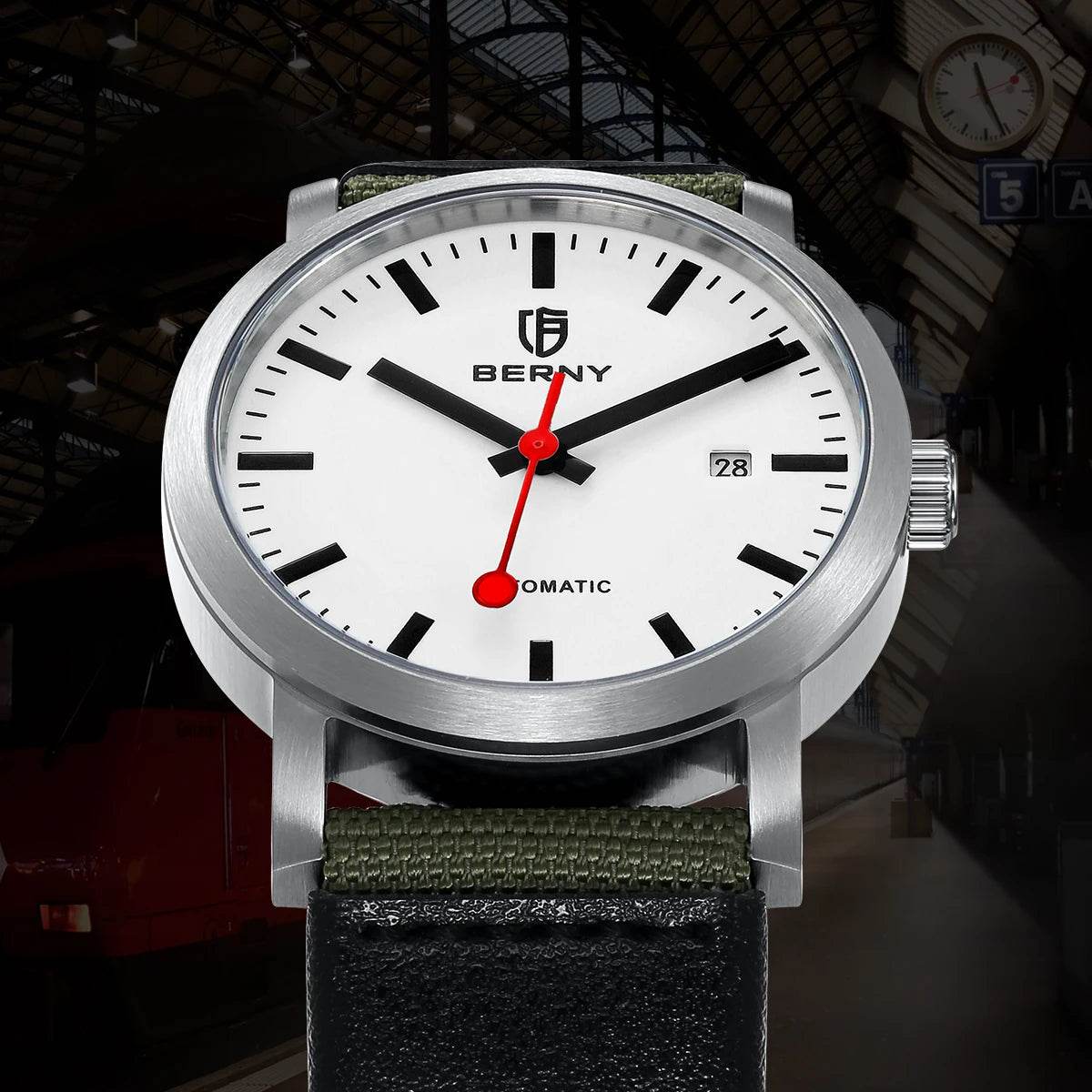 BERNY Swiss Railroad Automatic Watch - SnaggIt