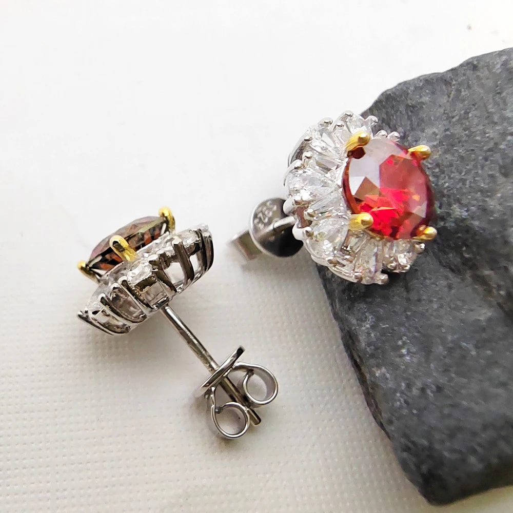 Red Moissanite Stud Earrings by Snagg An Earring