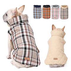 Reversible Waterproof Dog Jacket – Checked Pattern Soft Warm Coat with Flexible Chest for Small to Large Dogs