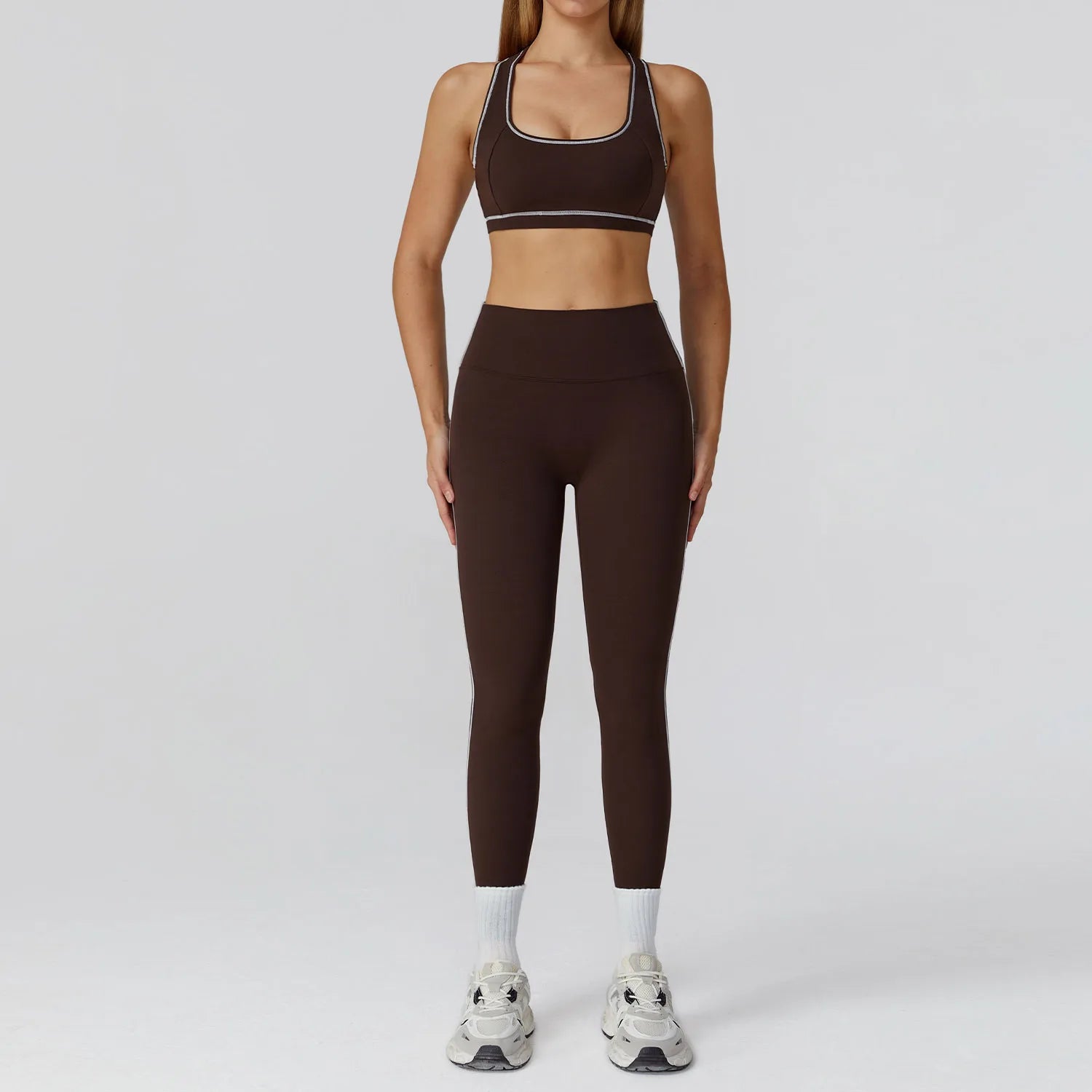 Women's 2/3-Piece Yoga Clothes Set | High Waist Leggings Running Bra Workout Tracksuit Gym Outfits