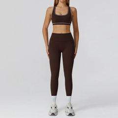 Women's 2/3-Piece Yoga Clothes Set | High Waist Leggings Running Bra Workout Tracksuit Gym Outfits
