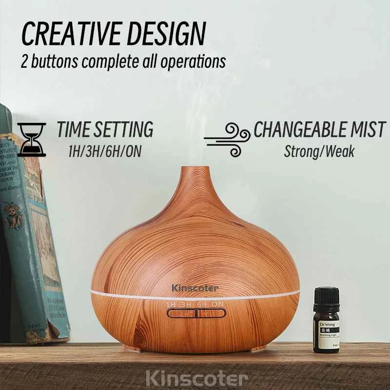 500ml Wood Grain Ultrasonic Aroma Diffuser & Humidifier