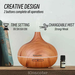 500ml Wood Grain Ultrasonic Aroma Diffuser & Humidifier