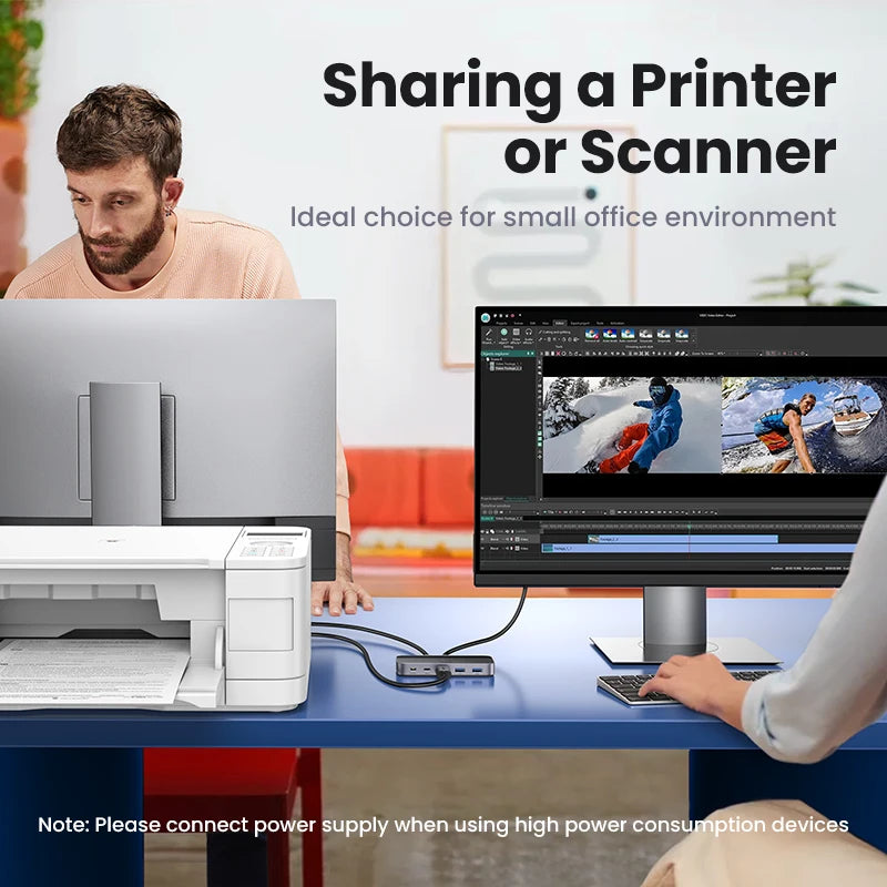 USB 3.0 KVM Switch 2 PC Sharing Hub for Keyboard, Mouse, Printer & Up to 4 USB Devices by Snagg A USB Switch