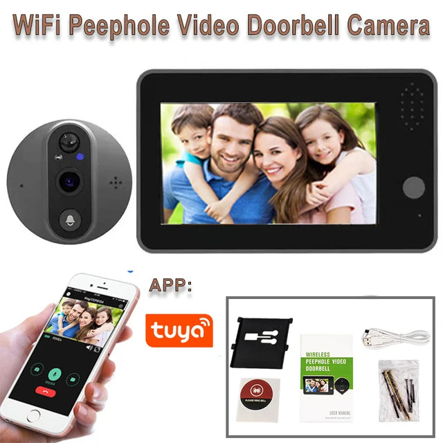 3MP Smart Peephole Doorbell 4.3″ Screen with PIR Motion Detection by Snagg A Doorbell Camera