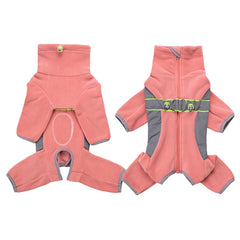 Fleece Dog Pyjamas with Legs – Reflective Closed-Belly Winter Suit for Small Dogs (Cuttable Panel)