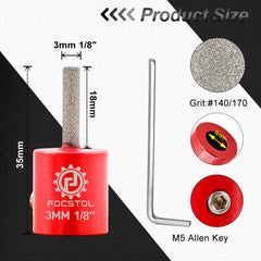 Glass Grinder Bit Head Set | Stained Glass Drill Bits 1/8" 1/4" 1-3/4" CE Certified