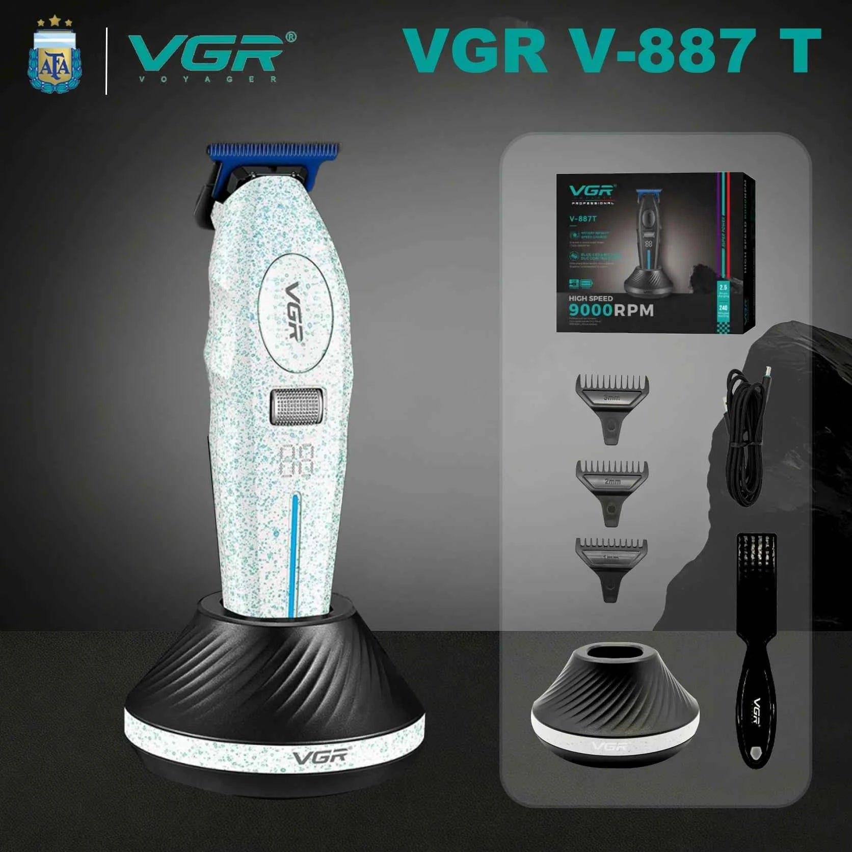 Professional 9000 RPM Master Clipper – Blue Zirconia Ceramic Blade System with 6 Speed Rolling Control & Charging Dock