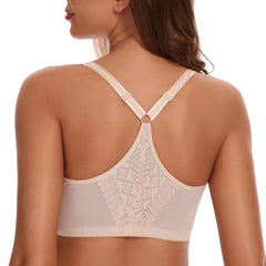 Plus Size Front Closure Racerback Lace Bra | Underwire Full Coverage Unpadded Daily