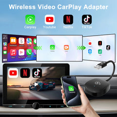 Wireless Video CarPlay Adapter With Netflix/YouTube/Tiktok, For OEM Wired CarPlay Cars by Snagg A Car Adapter