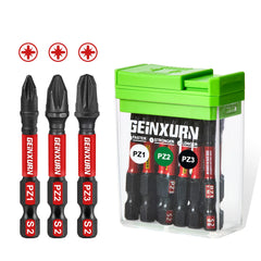 15 Pcs 2" Impact Pozi Screwdriver Bit Set – Magnetic S2 Steel Pozi Bits with Colorful Storage Box