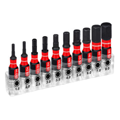 1" Multi Hex Head Metric Insert Bit Set – Magnetic S2 Steel Hex Screwdriver Bits with Base & 3" Bit Holder