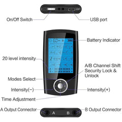 16 Mode TENS & EMS Muscle Stimulator – Portable Dual Channel Therapy Device