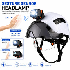 Construction safety helmet with LED headlamp and double visors – image 6
