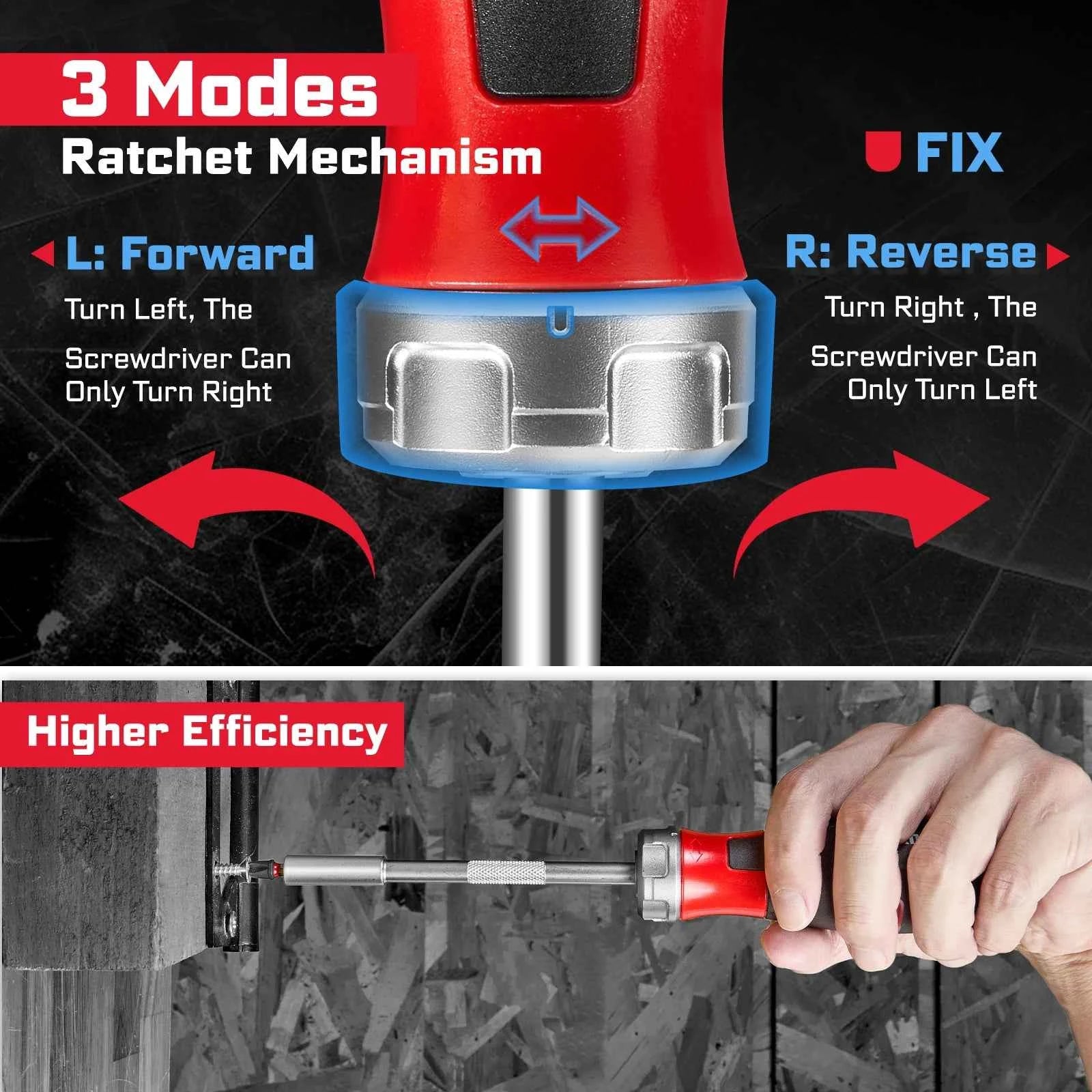 42Pcs Tools Set Packaged with Rachet Screwdriver Handle, s2 Screwdriver Bits and Hold Bit for Home Repairs DIY