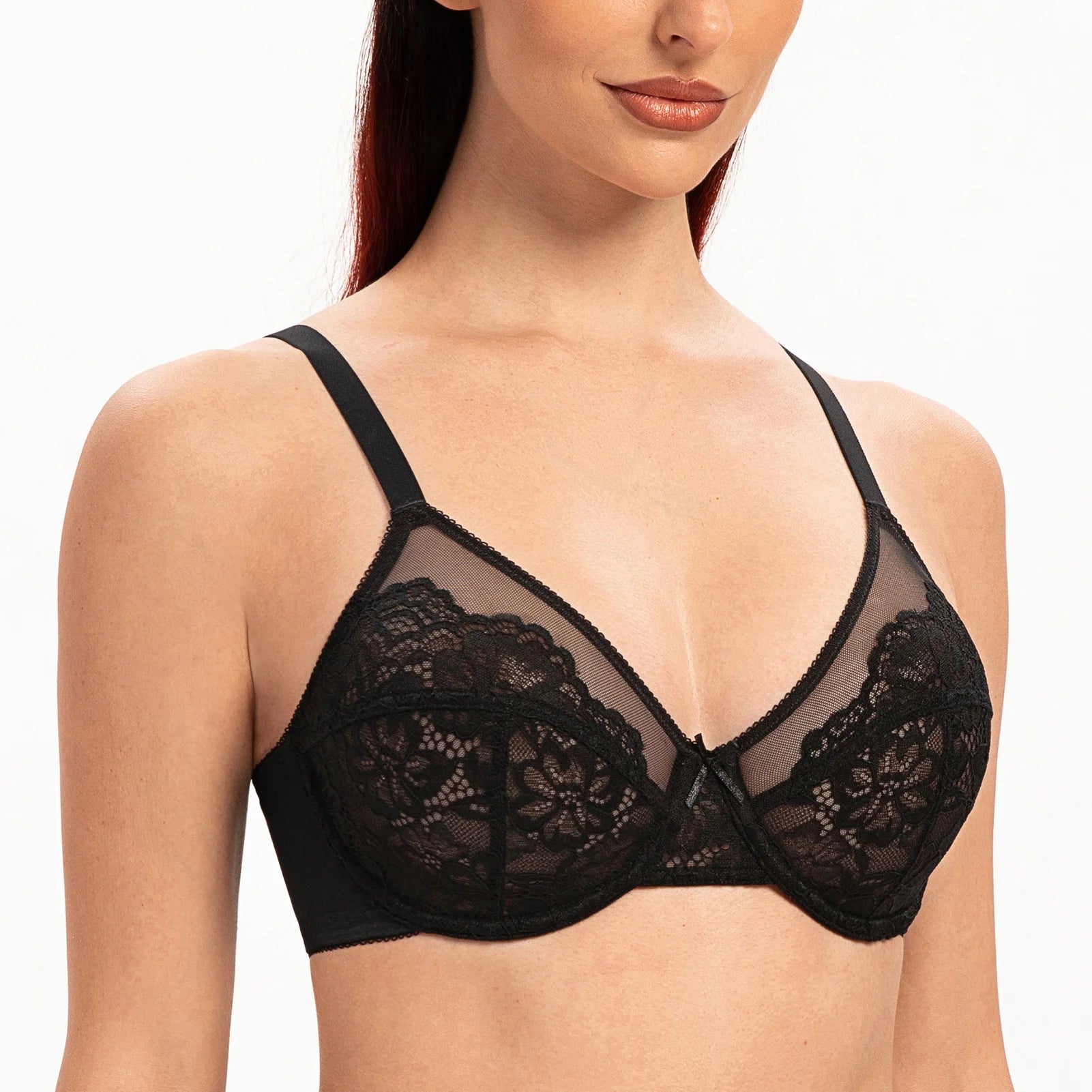 Plus Size Minimizer Bra | Floral Lace Underwire Full Coverage