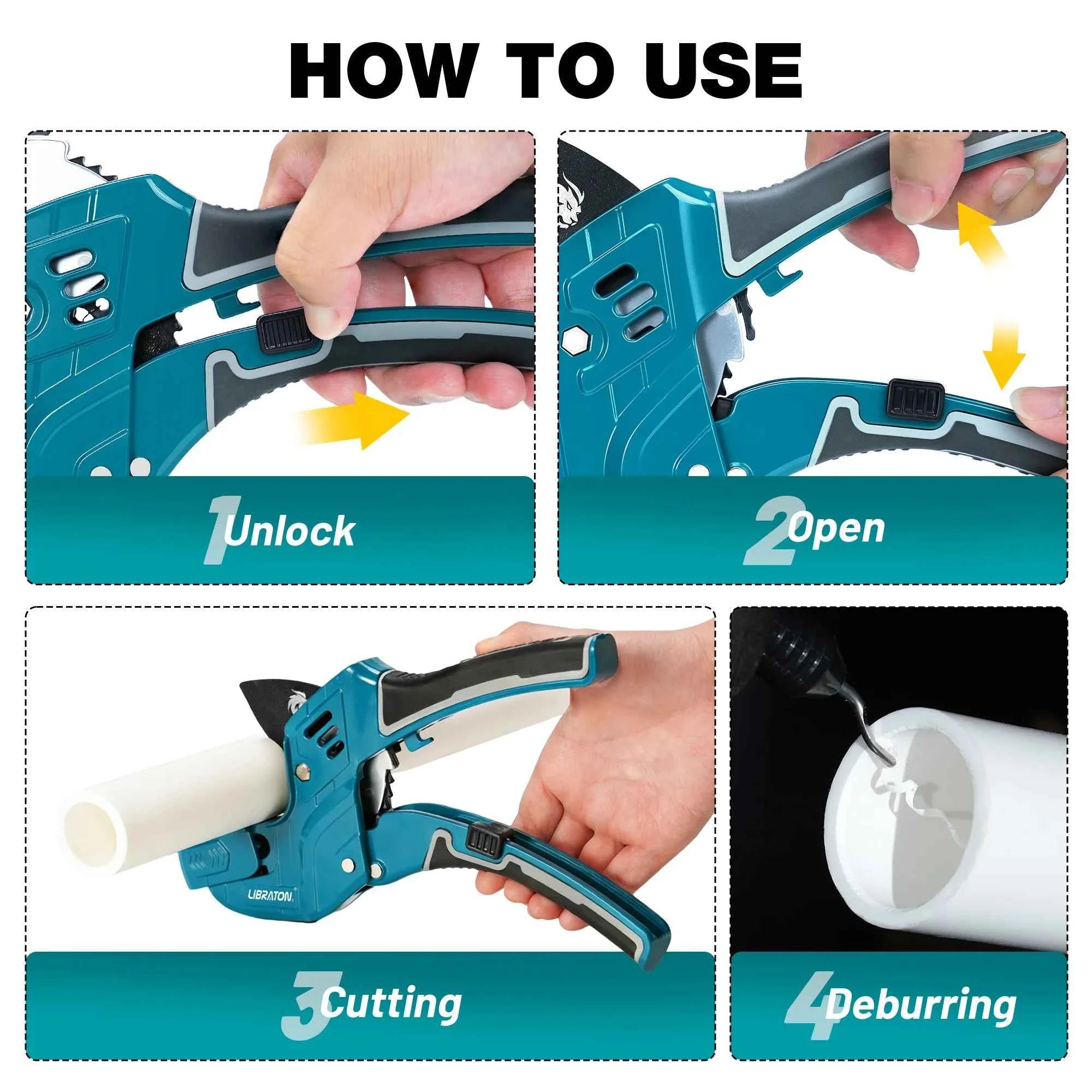 One-handed ratchet PVC pipe cutter with deburring tool – image 4