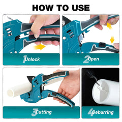 One-handed ratchet PVC pipe cutter with deburring tool – image 4