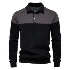 Men’s Premium Color Block Sweatshirt | Business Casual Polo-Collar Pullover
