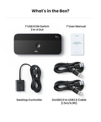 USB 3.0 KVM Switch 2 PC Sharing Hub for Keyboard, Mouse, Printer & Up to 4 USB Devices by Snagg A USB Switch