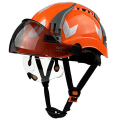 Vented construction safety helmet with double visors and reflective stickers – image 7