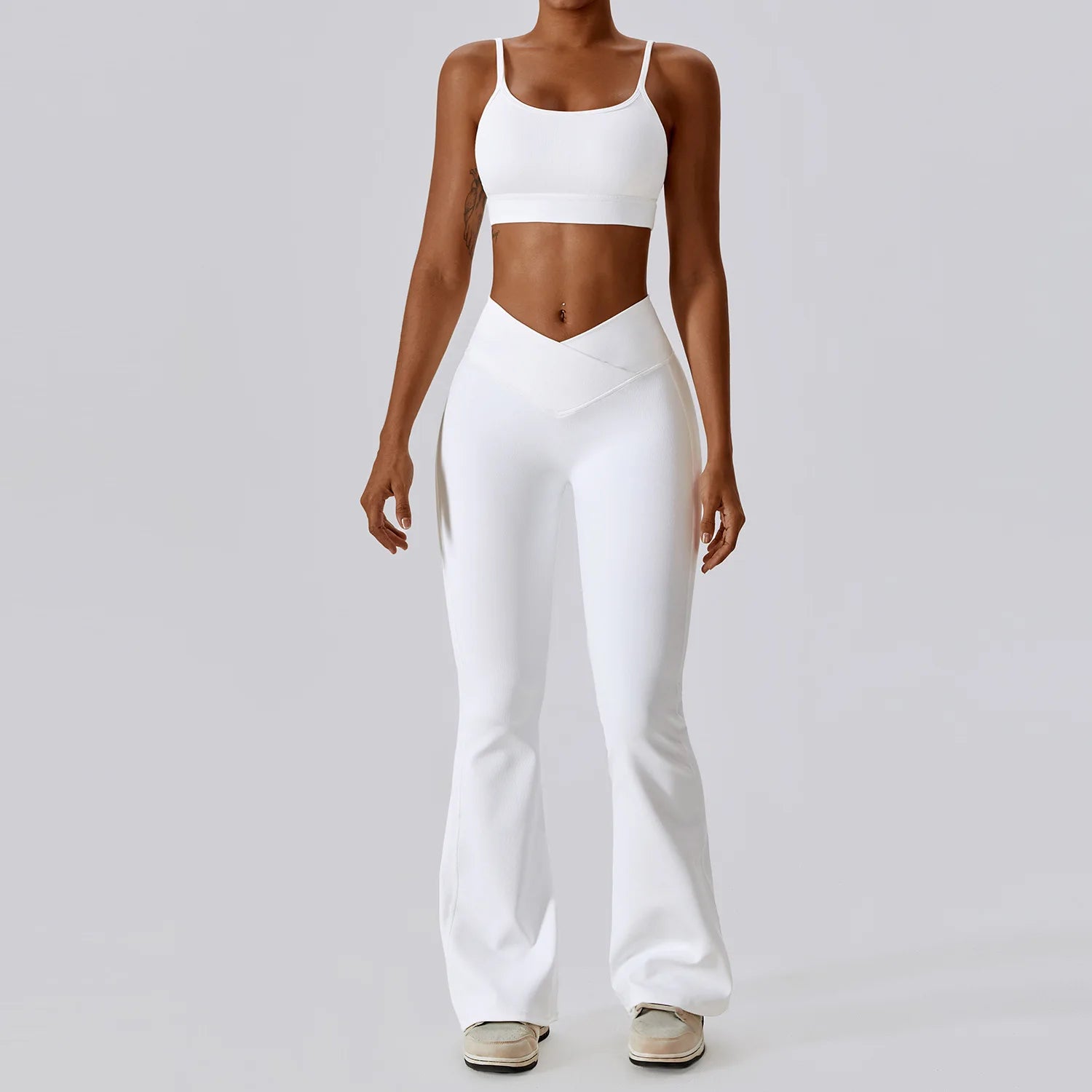 Women's 2-Piece Ribbed Seamless Yoga Set | Sports Bra & Gym Leggings Fitness Tracksuit Activewear