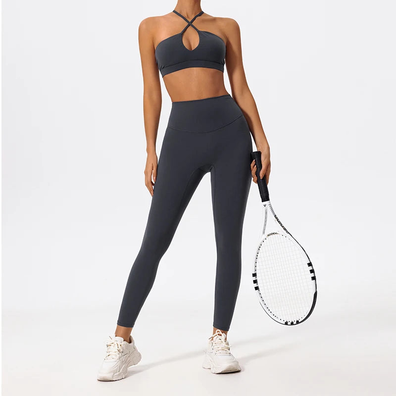 Women's 2-Piece Ultra-Soft Long Sleeve Gym Set | Sports Bra Yoga Running Workout Suit Activewear