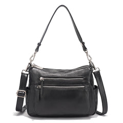Cowhide Leather Multi-Pocket Crossbody Handbag – Fashion Shoulder & Commuter Shopper Bag for Women