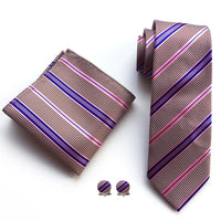Luxury Business Tie Set — 8cm Men’s Formal Striped Necktie with Matching Accessories