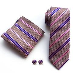 Luxury Business Tie Set — 8cm Men’s Formal Striped Necktie with Matching Accessories