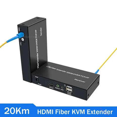 1080P HDMI Fiber KVM Extender 20KM – SC Fiber Cable USB KVM Optical Transceiver with Keyboard & Mouse Support