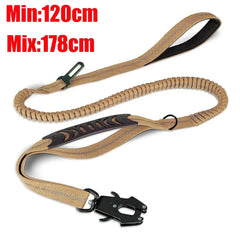 Bungee Dog Leash with Car Seatbelt Clip – Reflective Shock-Absorbing No-Pull Tactical Lead for Large Dogs
