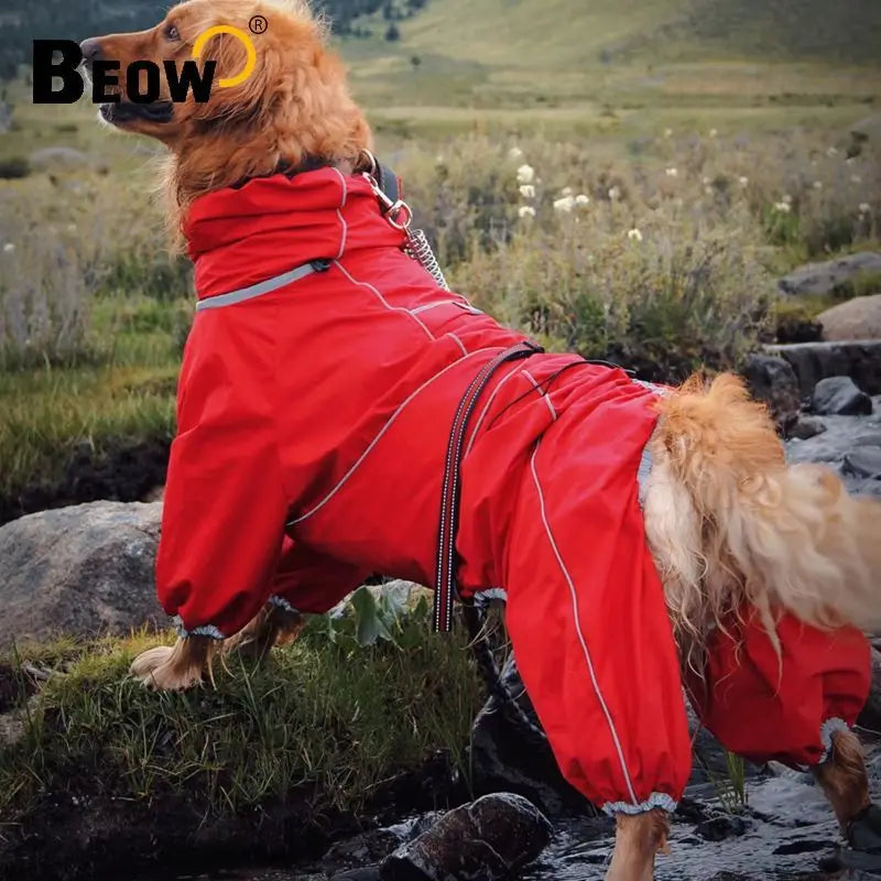Waterproof Dog Rain Jacket for Large Dogs – Breathable Snow-Proof Windproof Outdoor Coat with Legs
